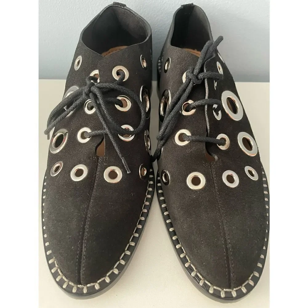 Proenza Schouler Circle Grommet Black Suede shoes 37 1/2